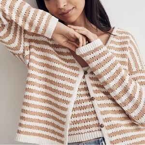 Striped Beige and White Women's Sweater